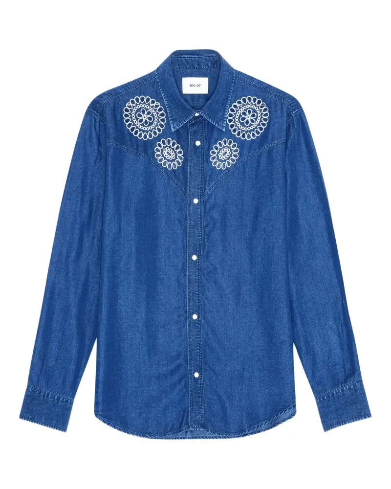 NN 07 Jeanshemd mit Stickerei - Blau Blau