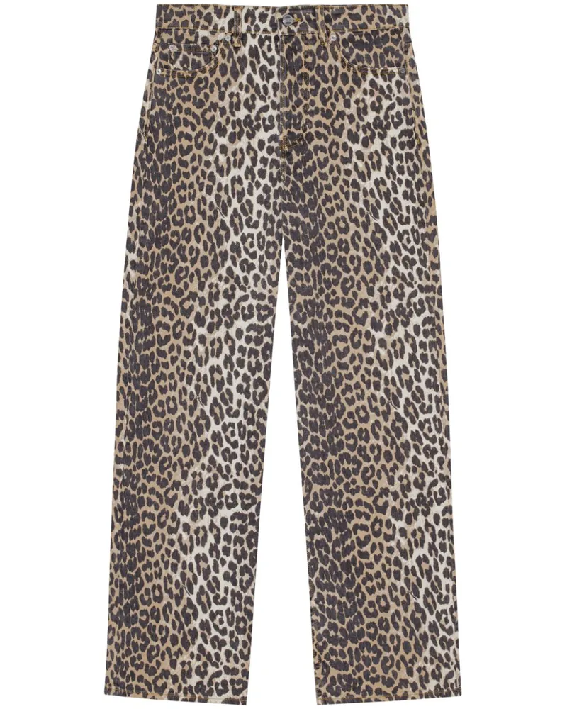 Ganni Jeans mit Leoparden-Print - Braun Braun