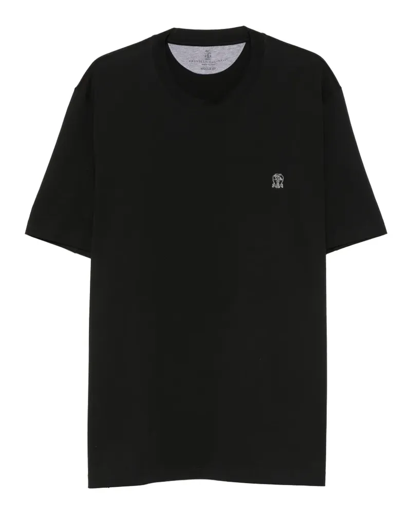 Brunello Cucinelli logo-embroidered T-shirt - Schwarz Schwarz
