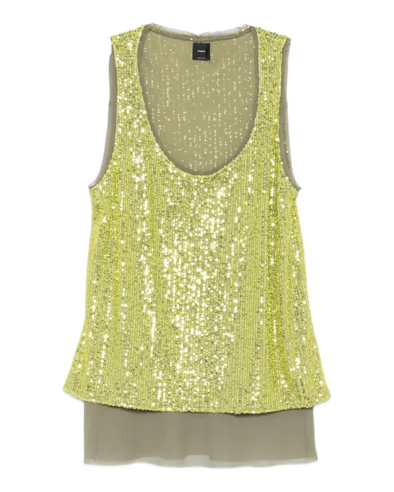 Pinko Canotta Oberteil mit Pailletten - Grün Grün