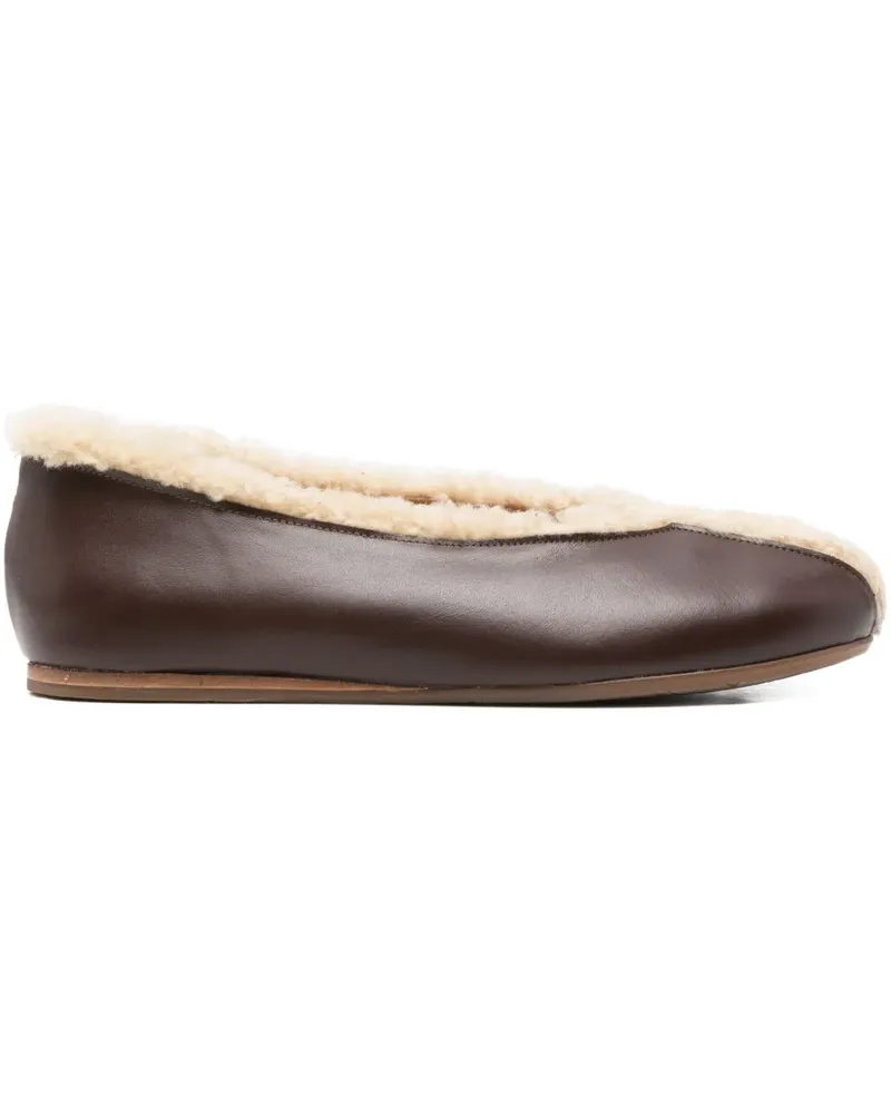 Ancient Greek Sandals Aeropi shearling-trim ballet flats - Braun Braun