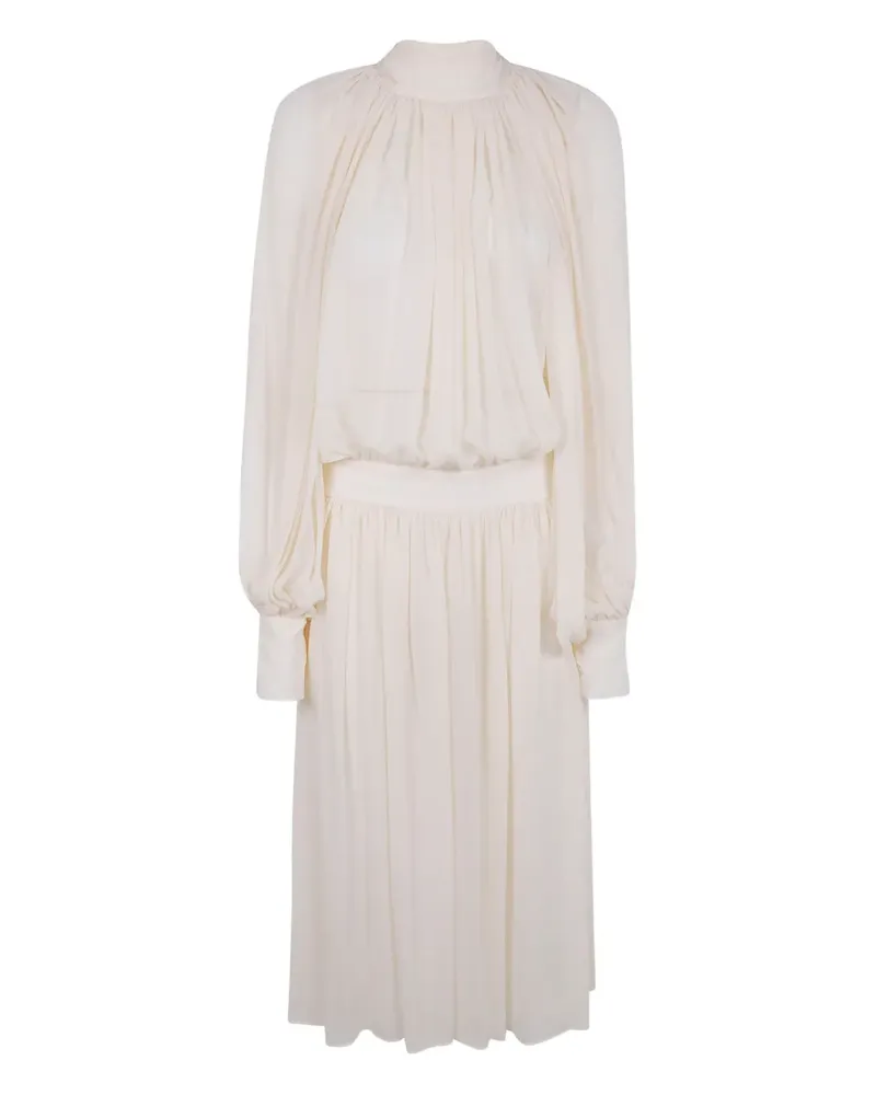Semicouture gathered midi dress - Nude Nude