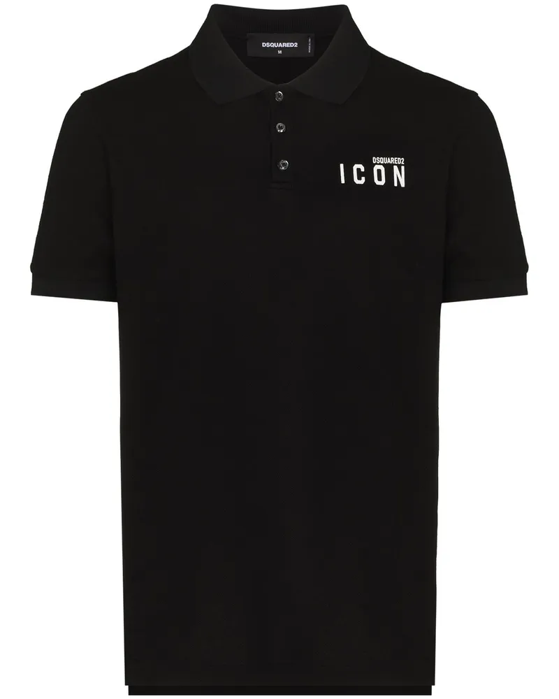 Dsquared2 Poloshirt mit "Icon"-Print - Schwarz Schwarz