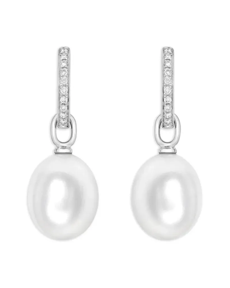 Kiki McDonough 18kt Weißgoldohrringe mit Diamanten und Perlen - Silber Silber