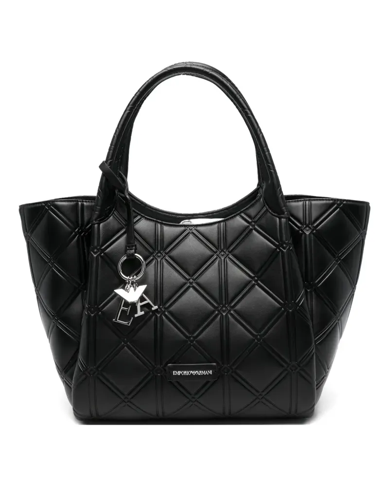 Emporio Armani Gesteppter Tote Bag mit Logo-Anhänger - Schwarz Schwarz