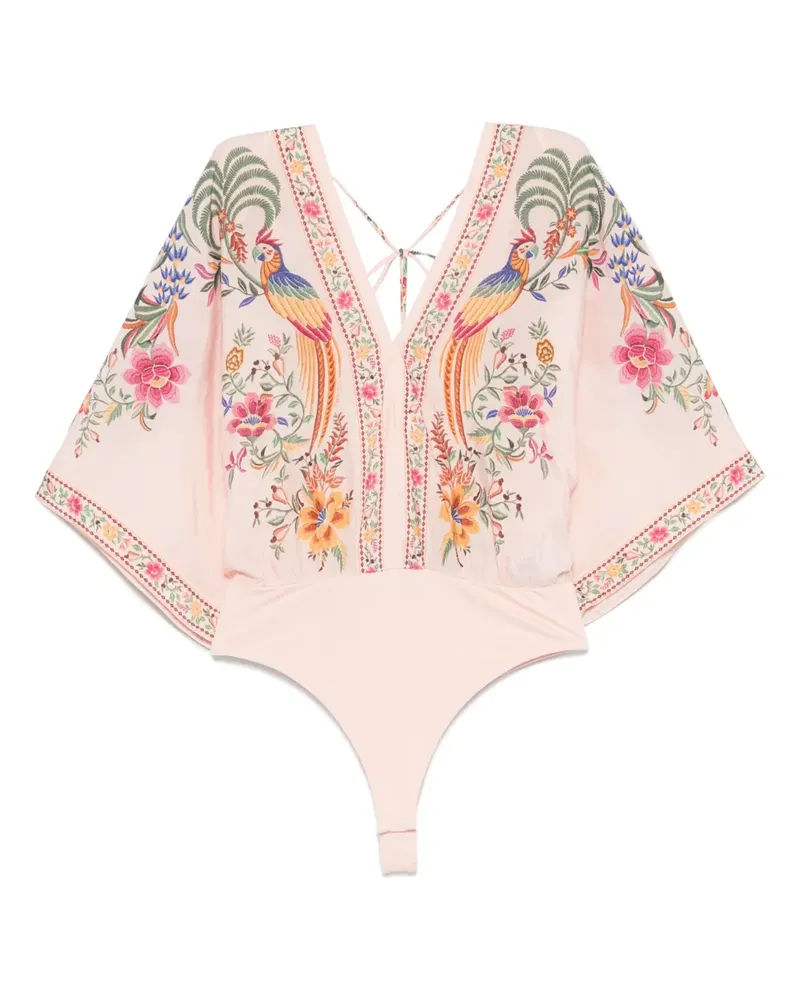 FARM Rio Bestickter Body - Rosa Rosa