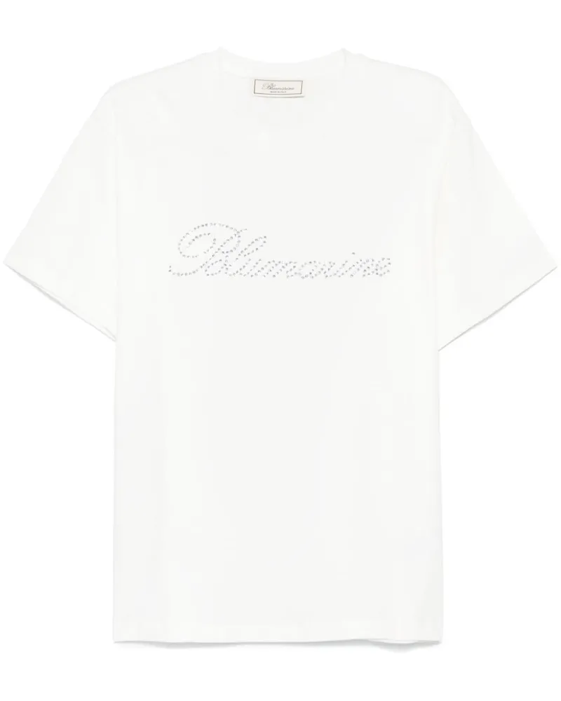 Blumarine T-Shirt mit Logo-Applikation - Weiß Weiß
