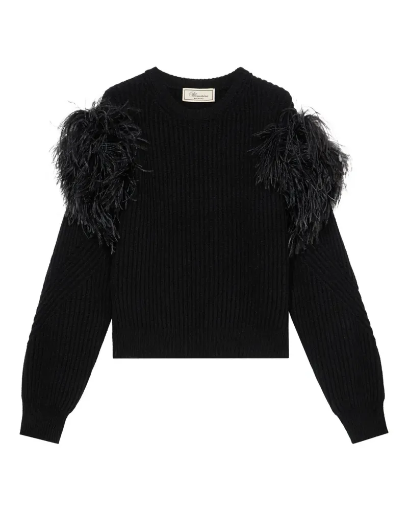 Blumarine Strickpullover mit Federn - Schwarz Schwarz