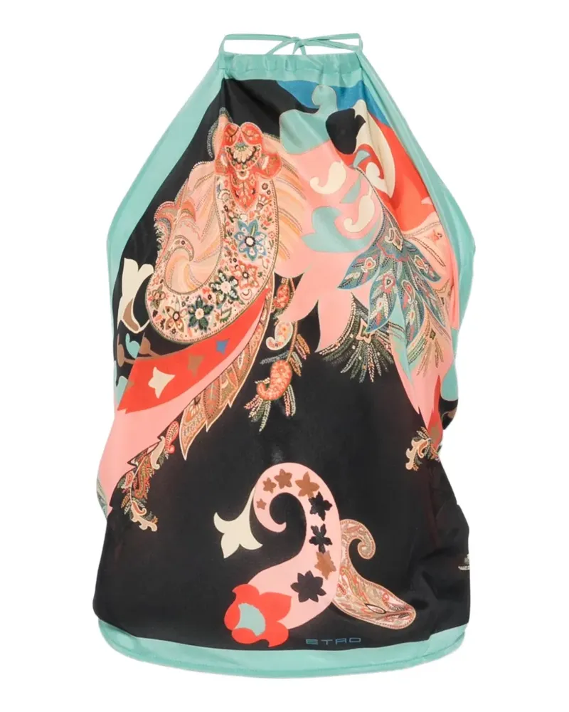 Etro halterneck printed top - Schwarz Schwarz