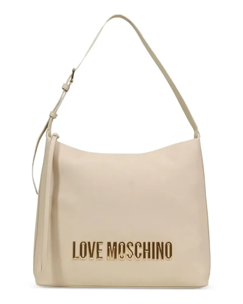 Moschino logo-plaque shoulder bag - Nude Nude