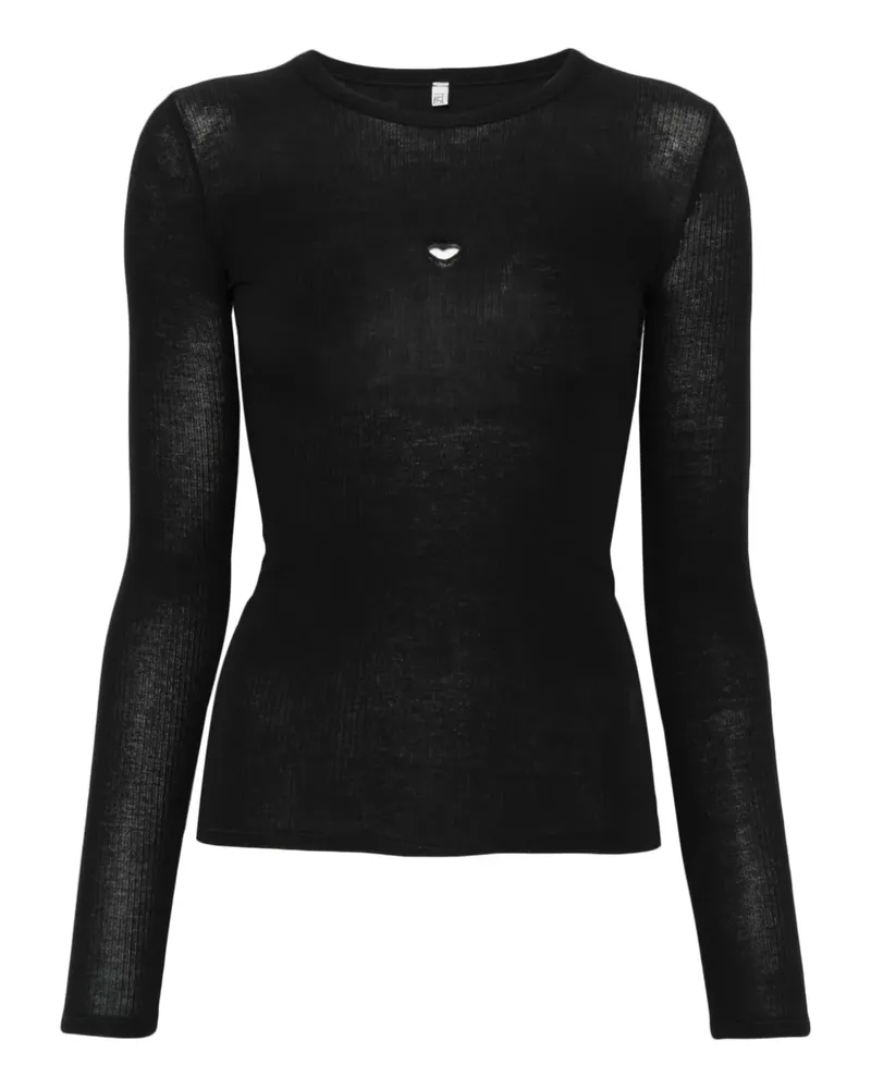 Baserange T-Shirt mit Herz-Motiv - Schwarz Schwarz