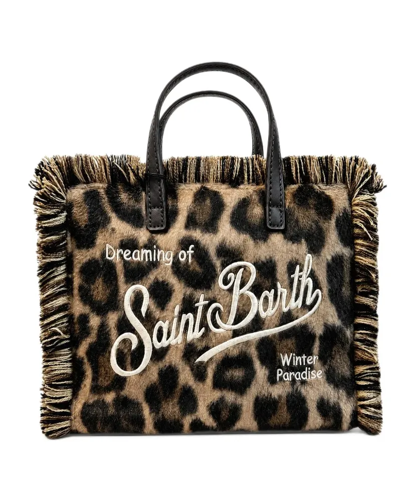 MC2 Saint Barth Mini Vanity Tote Bag mit Leopardenprint und Fransen - Braun Braun