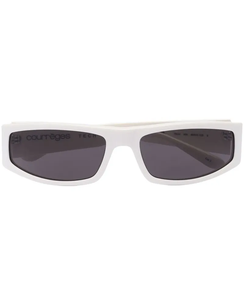 Courrèges Eckige Techno Sonnenbrille - Weiß Weiß
