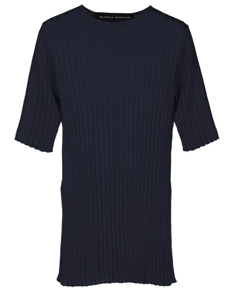 Gloria Coelho T-Shirt mit Schlitz - Blau Blau