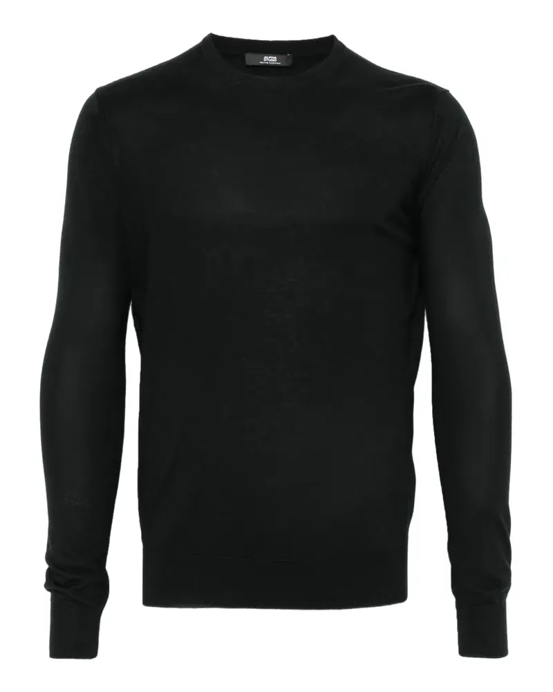 Alpha Studio Fein gestrickter Pullover - Schwarz Schwarz