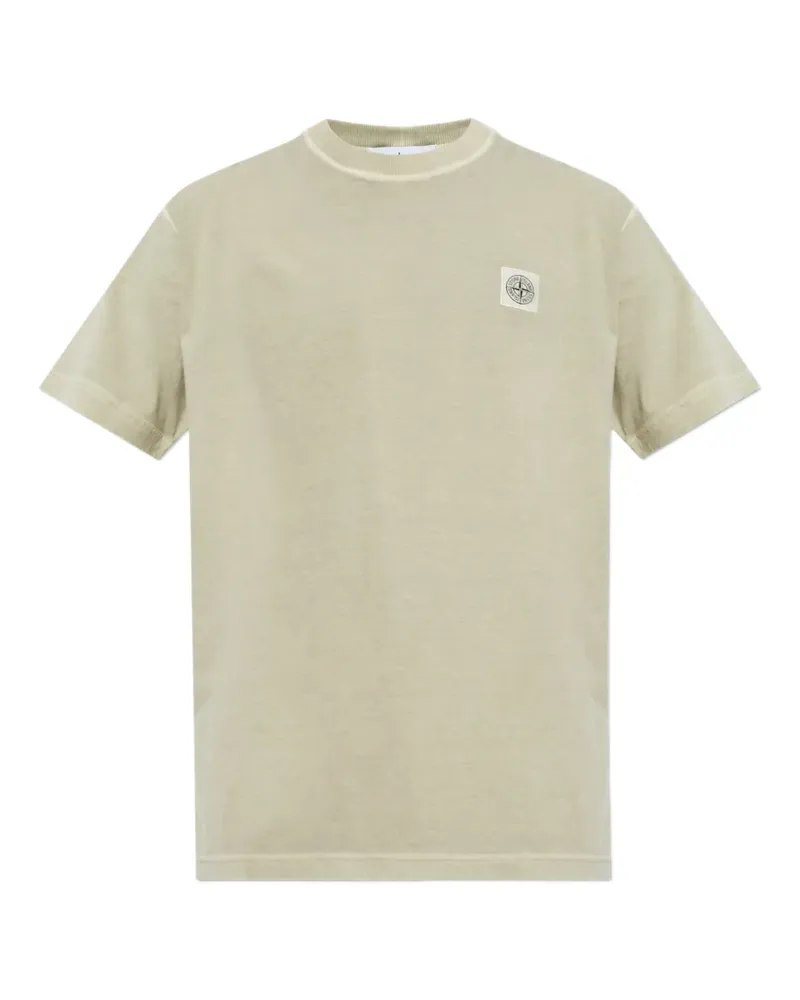 Stone Island T-Shirt mit Logo-Patch - Grün Grün