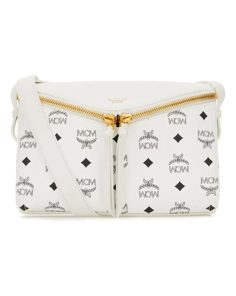 MCM Kleine Schultertasche mit Print - Weiß Weiß