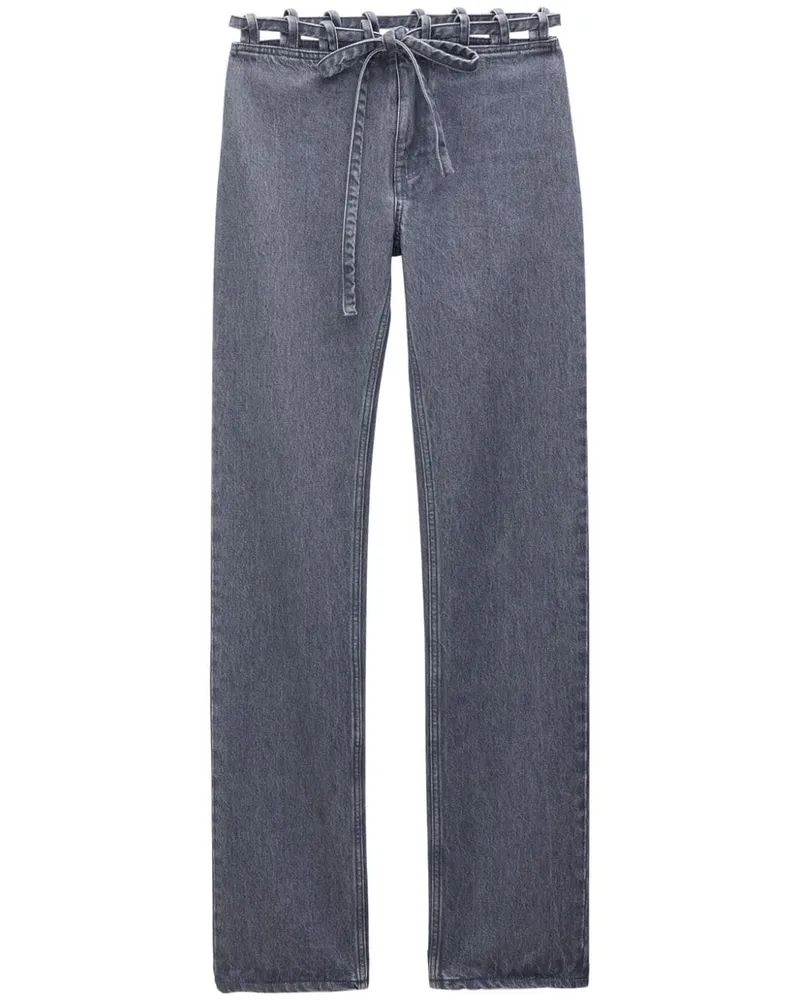 Filippa K Straight-Leg-Jeans mit Spitzenbund - Grau Grau