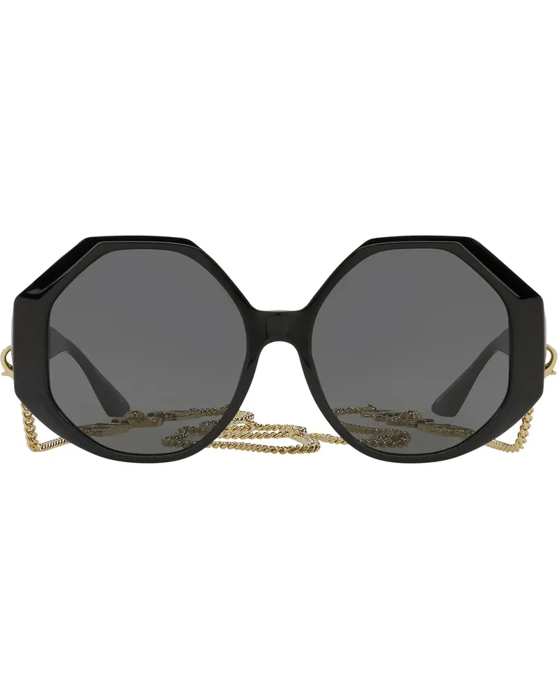 Versace Sonnenbrille mit geometrischem Gestell - Schwarz Schwarz