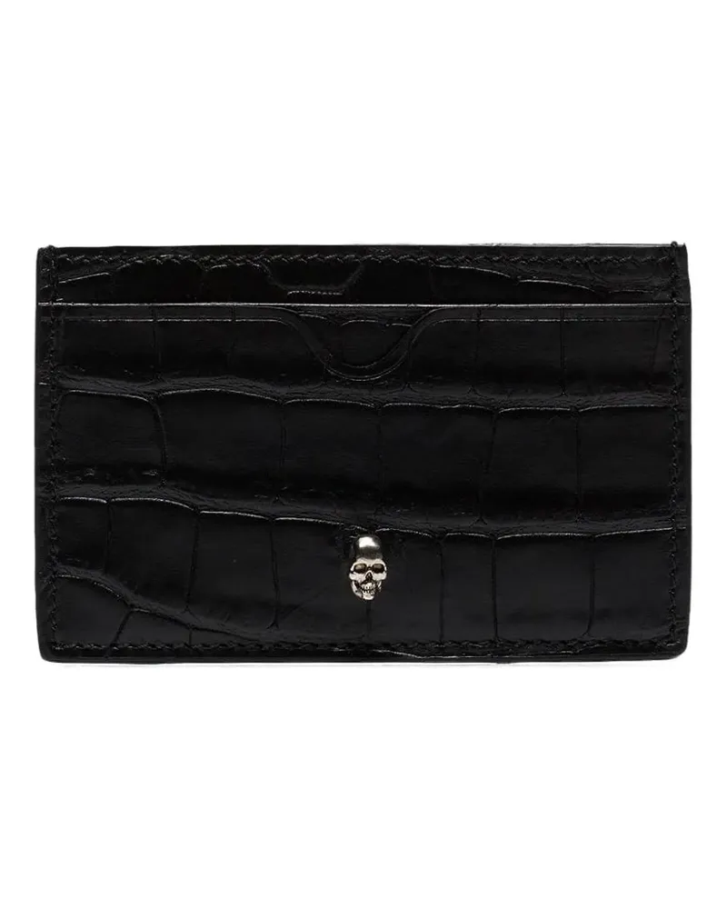 Alexander McQueen Kartenetui mit Totenkopf-Prägung - Schwarz Schwarz