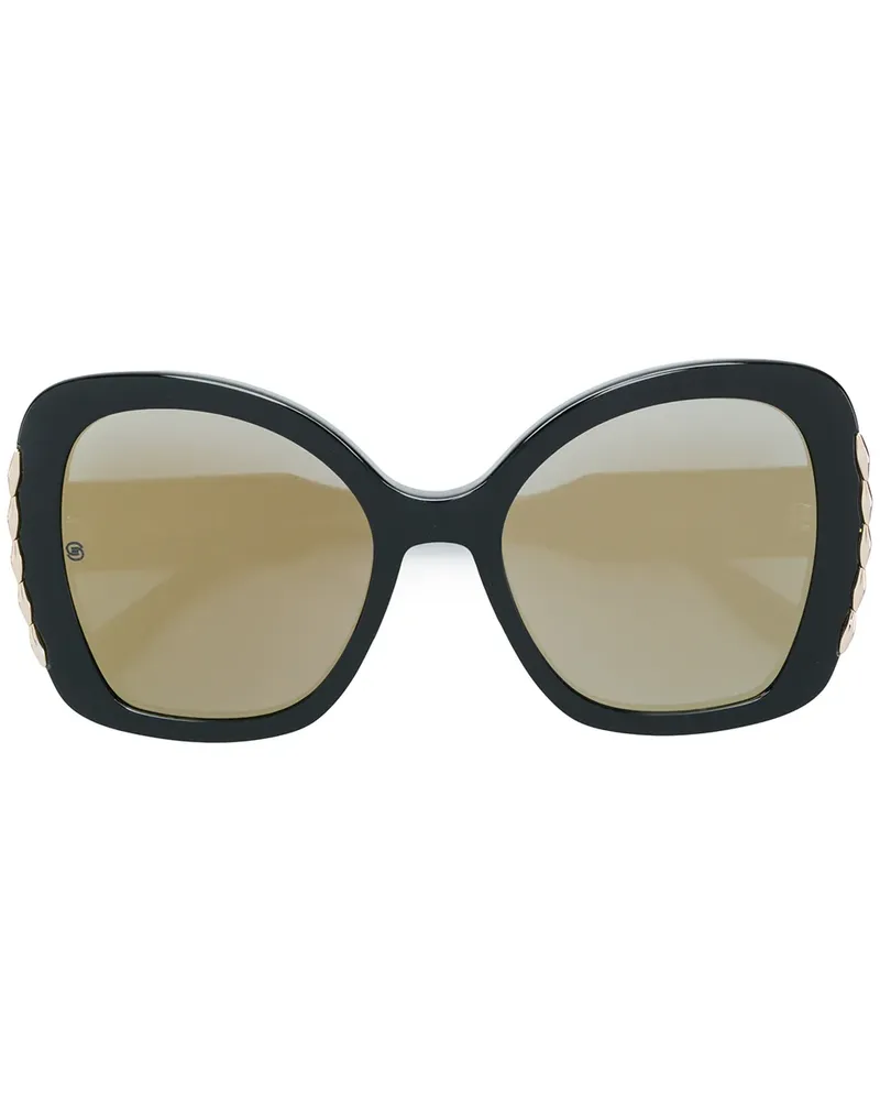 Elie Saab Oversized-Sonnenbrille mit eckigen Gläsern - Schwarz Schwarz