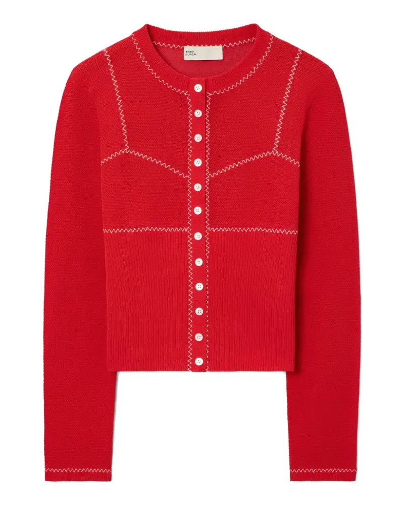 Tory Burch cotton and nylon mesh cardigan - Rot Rot