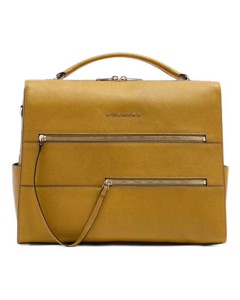Piquadro logo-plaque laptop bag - Gelb Gelb