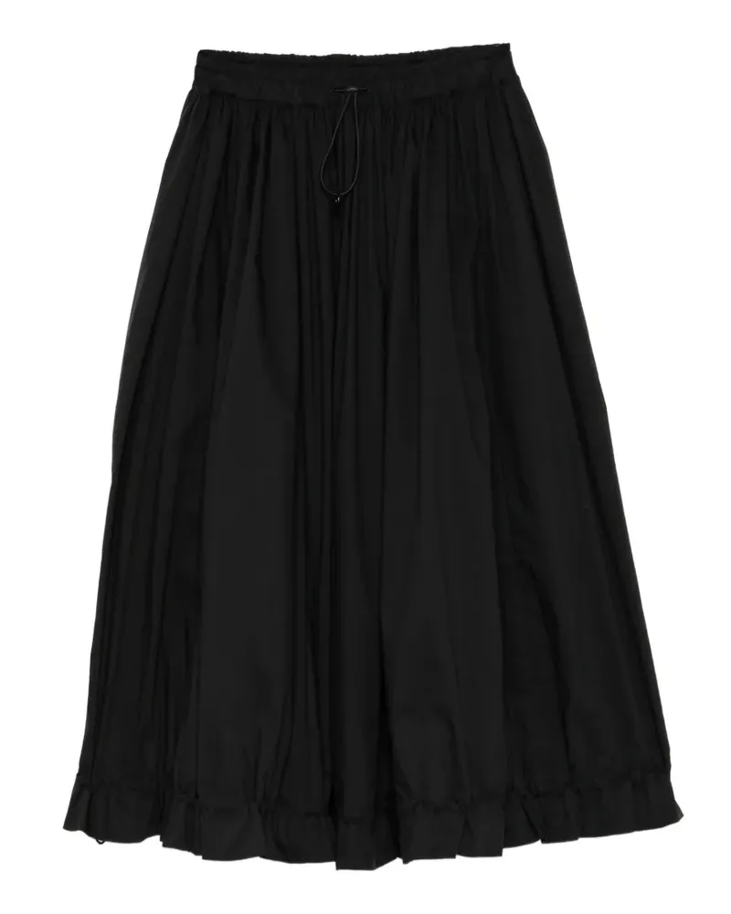 Yohji Yamamoto Midirock mit Raffungen - Schwarz Schwarz