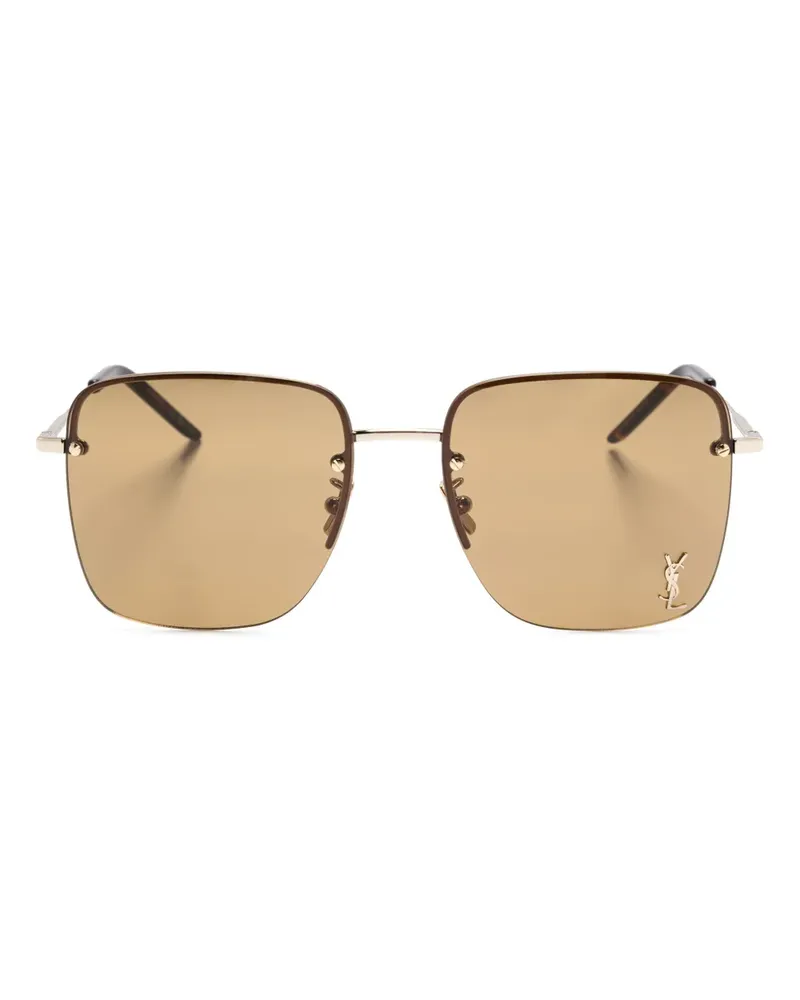 Saint Laurent Sonnenbrille mit eckigem Gestell - Gold Gold