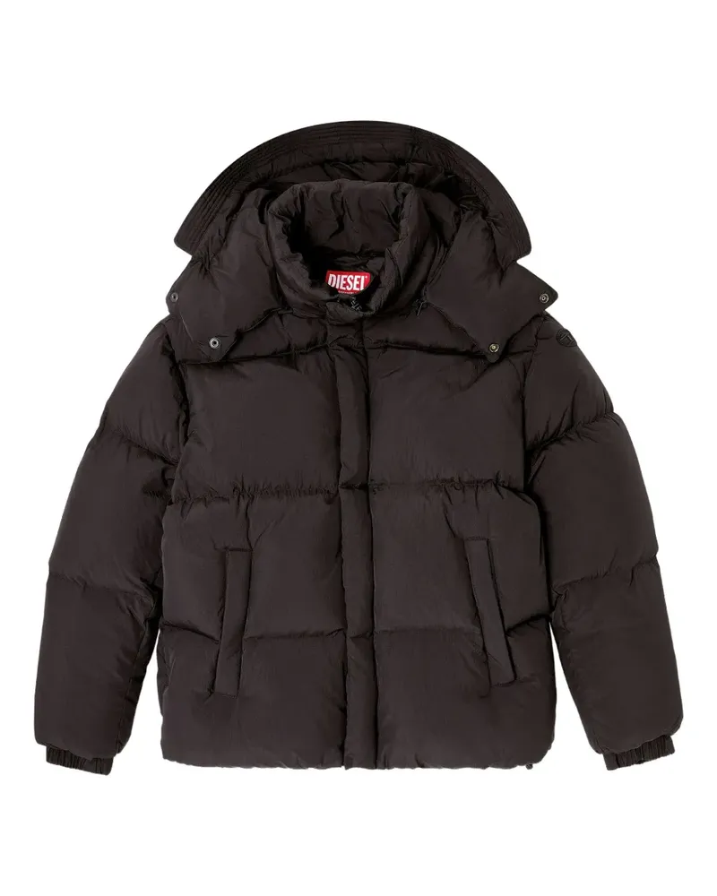 Diesel W-Rolfys Daunenjacke mit Logo-Patch - Schwarz Schwarz