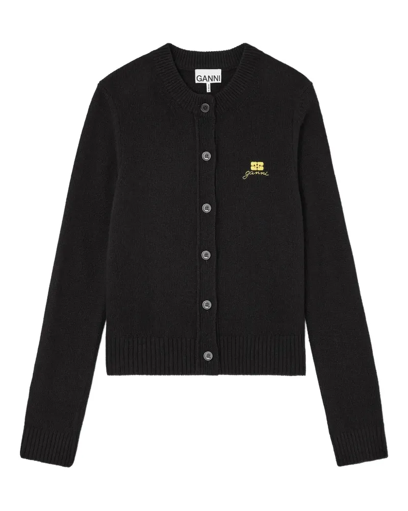 Ganni Cardigan mit Logo-Stickerei - Schwarz Schwarz