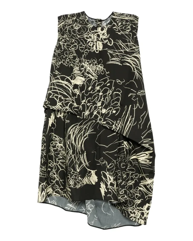 JNBY Asymmetrisches Kleid mit Blumenprint - Schwarz Schwarz