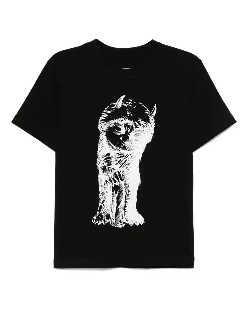 Sacai T-Shirt mit Print - Schwarz Schwarz