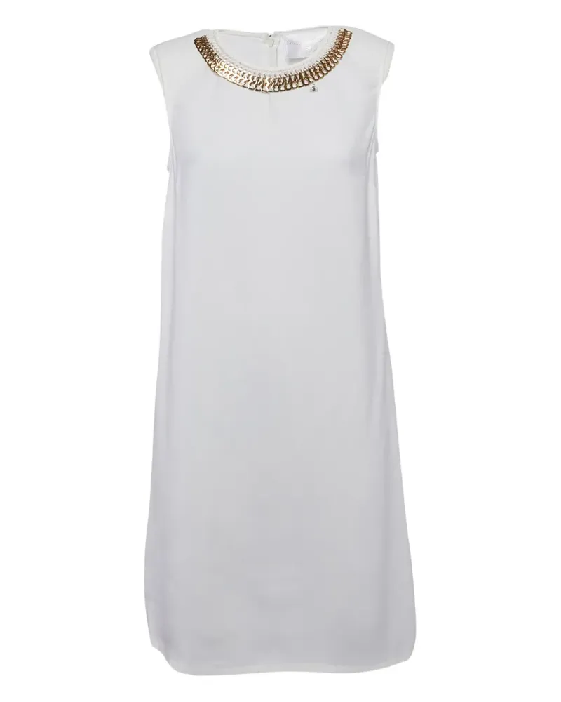 Elisabetta Franchi Midikleid mit Kettenborten - Weiß Weiß