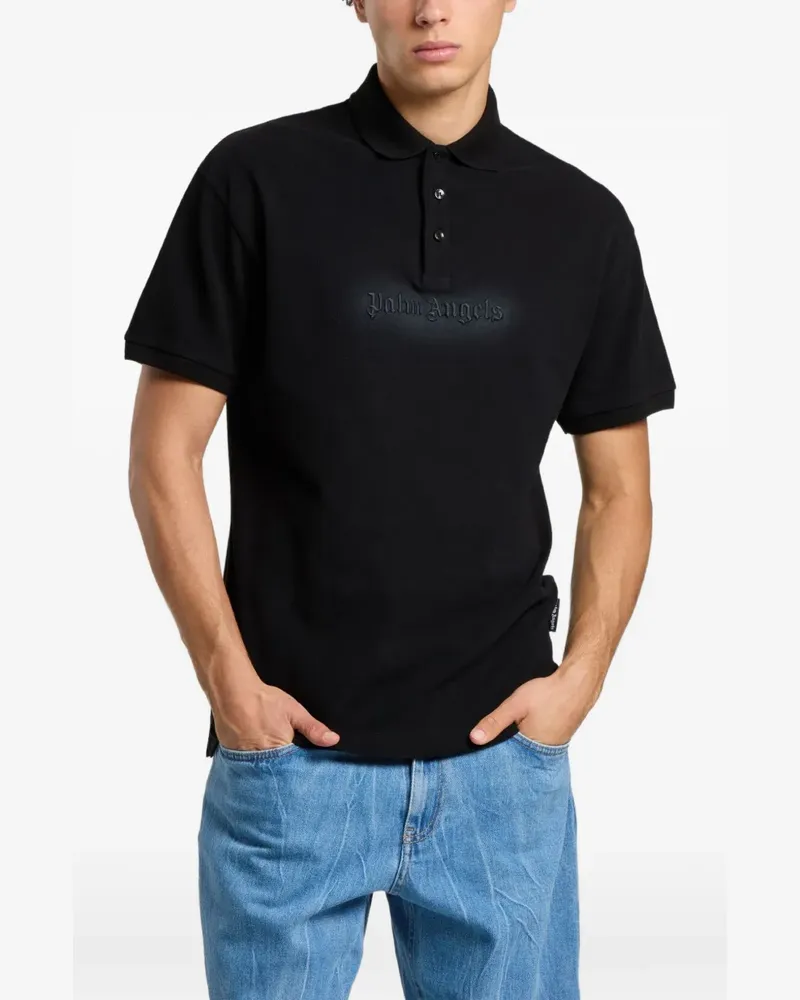 Palm Angels Poloshirt mit Logo - Schwarz Schwarz