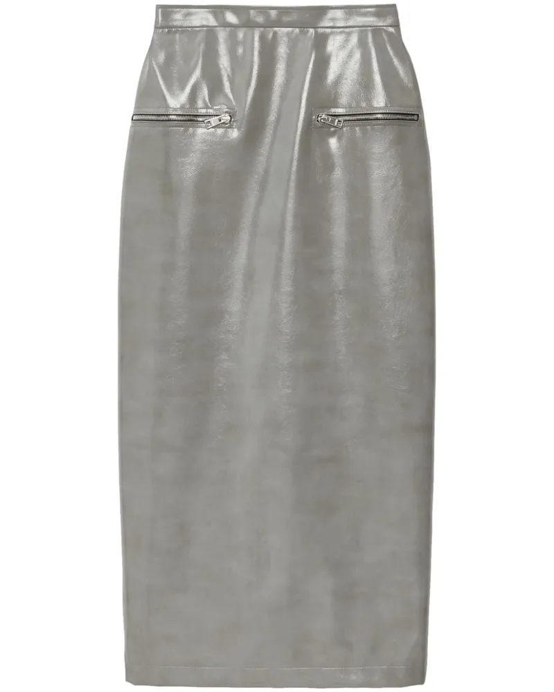 MSGM Midirock aus Lackleder - Grau Grau