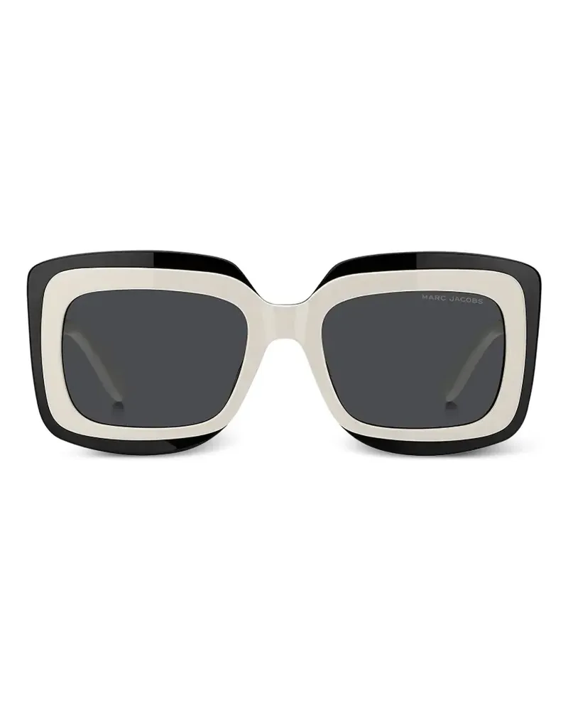 Marc Jacobs Eckige Sonnenbrille mit Logo - Schwarz Schwarz