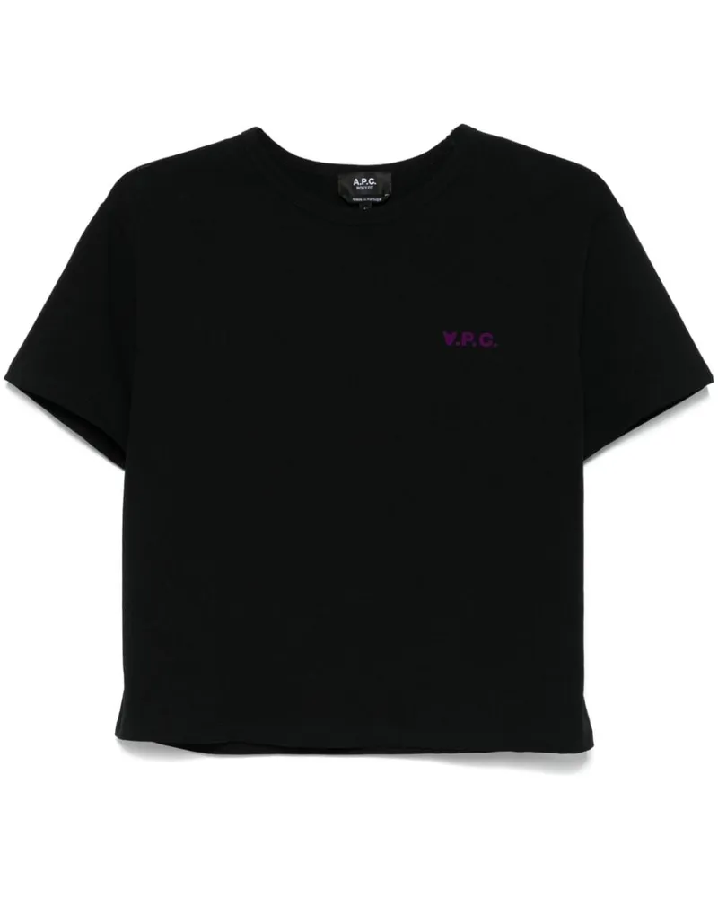 A.P.C. T-Shirt mit geflocktem Logo - Schwarz Schwarz