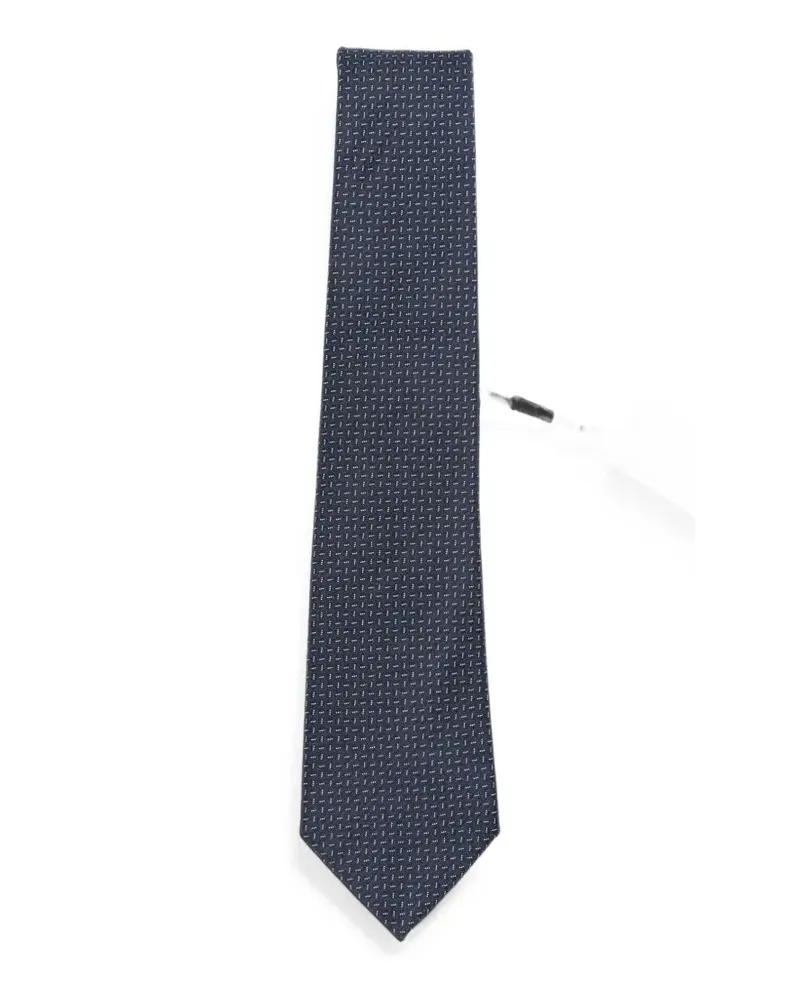 Canali Seidenkrawatte mit Mikro-Muster - Blau Blau