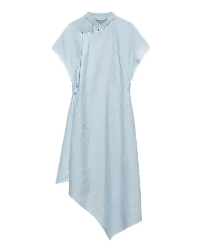 Shanghai Tang Tang jacquard asymmetric dress - Blau Blau
