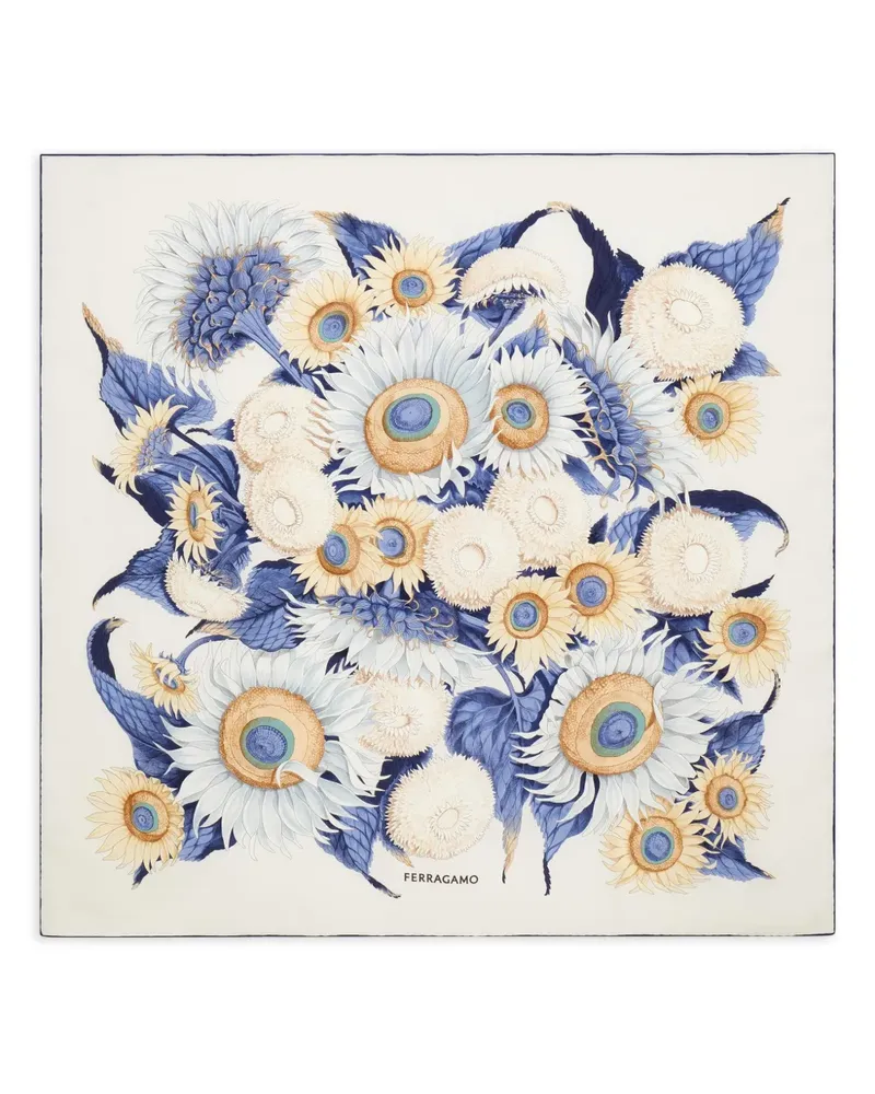 Ferragamo Sunflower-print silk scarf - Nude Nude