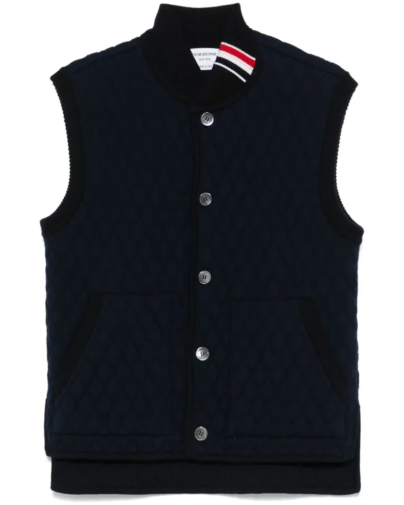 Thom Browne Gesteppte Weste mit RWB-Streifen - Blau Blau