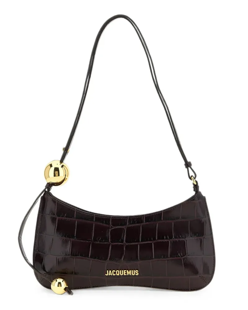 Jacquemus Le Bisou Perle croc-effect leather shoulder bag - Braun Braun