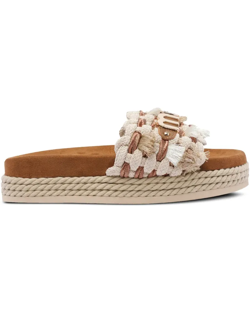Mou Plateau-Sandalen mit Flechtriemen - Nude Nude