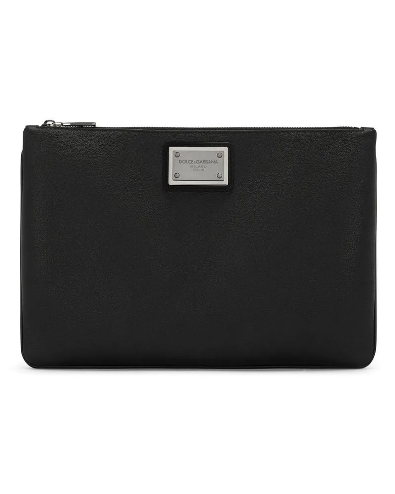 Dolce & Gabbana Clutch mit Logo-Schild - Schwarz Schwarz