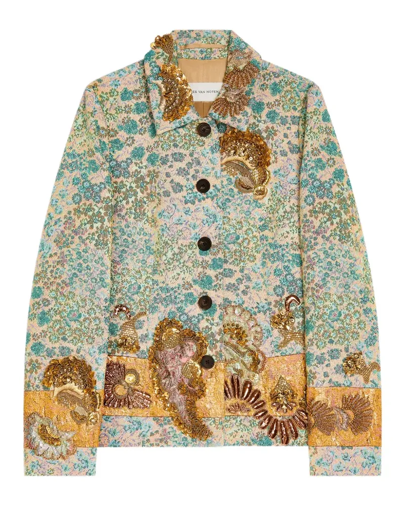 Dries van Noten Sakko mit Blumenstickerei - Nude Nude