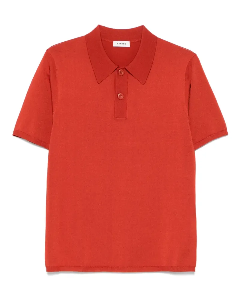 Sandro Fein gestricktes Poloshirt - Orange Orange