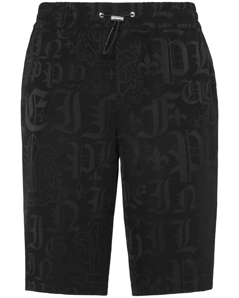 Philipp Plein Bermudas aus Monogramm-Jacquard - Schwarz Schwarz