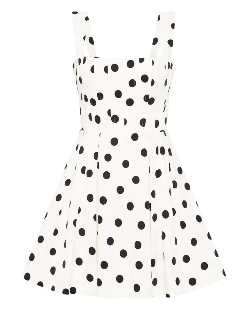 Rebecca Vallance Polka Dot Maisie Minikleid mit eckigem Ausschnitt - Weiß Weiß