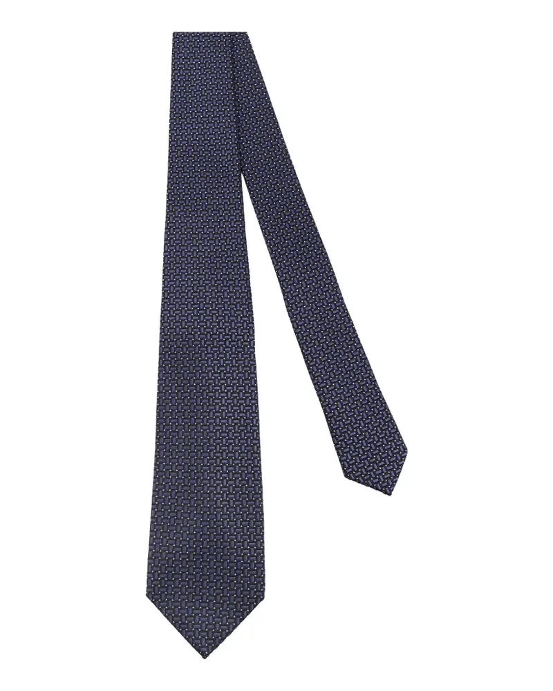 Kiton geometric-pattern tie - Blau Blau